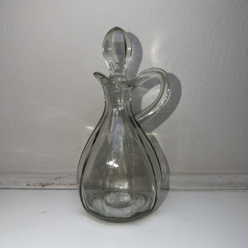 VTG Clear Glass Oil‎ or Vinegar Cruet Bottle with Glass Stopper